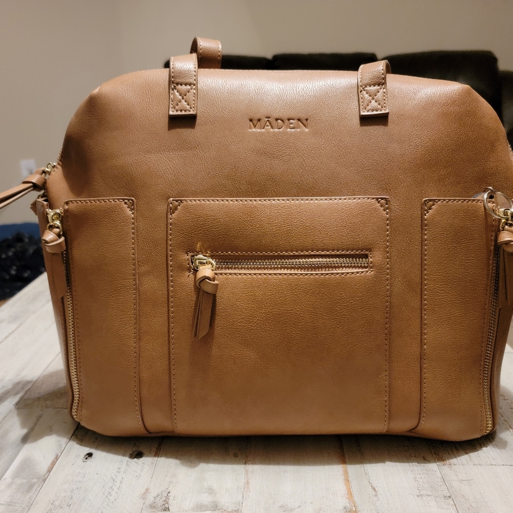 MAEDN, CAMEL, CARRYALL CONVERTIBLE TOTE, DIAPER BAG.